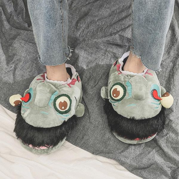

winter home slippers for women 2019 cartoon cat shoes soft winter warm house slippers indoor bedroom lovers couples dropship12, Black