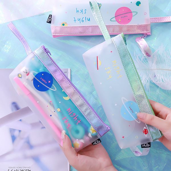 

portable planet pencil case for girls cute transparent star storage bag pen pouch stationery gift school office supplies zakka