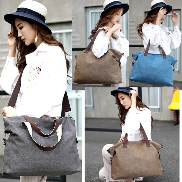 

women canvas shoulder messenger bag female vintage handbag large capacity leisure travel bag hobo lady casual tote shopping bags
