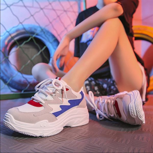 

new women's flat shoes 2020 breathable casual sneakers students light thick sole running shoes non-slip female sale, Black