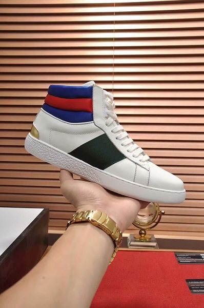 

mens fashion new ace high leather sneakers designer causal shoes 5mm height size euro 38-45 cs02, Black