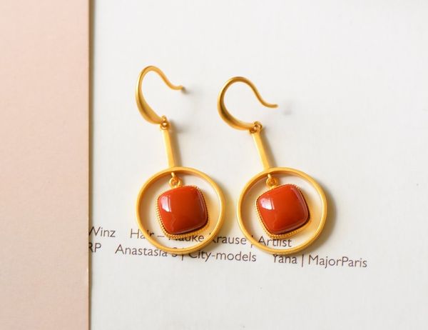 

elegant earring jewelry s925 silver plated onyx dangle geometric earrings women jewelry for women party gift, Golden
