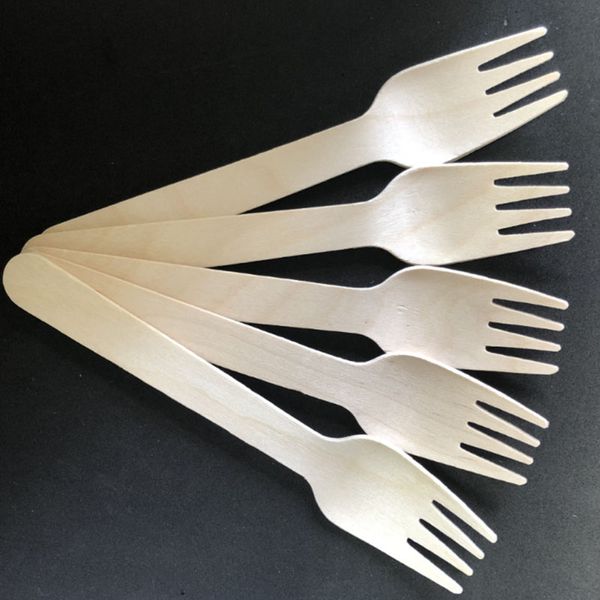 

100pcs 16cm party use disposable wooden fork flatware wood cutlery fork