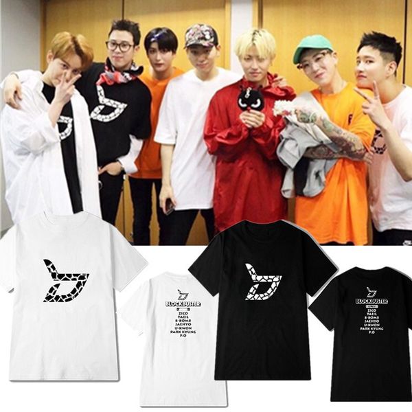 

block b concert blockbuster around zico yu zhihaot shirt design letter print comfortable cotton tshirt for adults kids, White;black