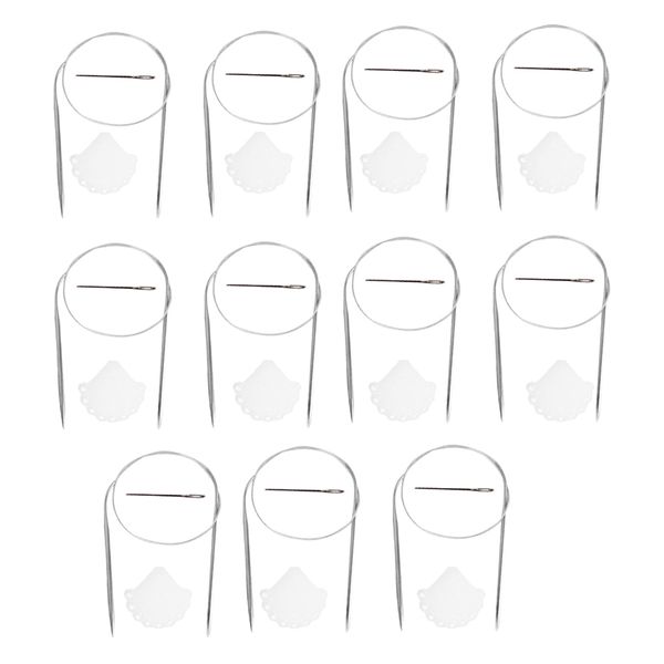 

11 шт нержавеющей стали циркуляр вязальных спиц набор, Black;white