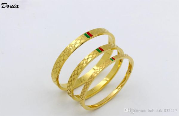 

donia jewelry party european and american fashion red and green two color letter titanium steel bracelet women's bracelet birthday chri, Black