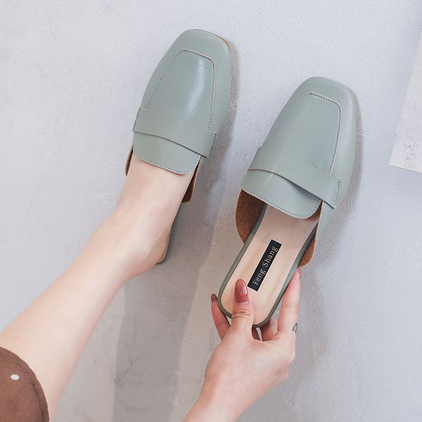 

shoes woman's slippers low luxury slides cover toe shose women female mule 2020 designer flat mules rome basic pu fashion tpr, Black