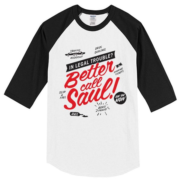 

new better call saul 2019 three quarter sleeve summer t-shirt breaking bad funny t shirts brand clothing t shirt men hip hop, White;black