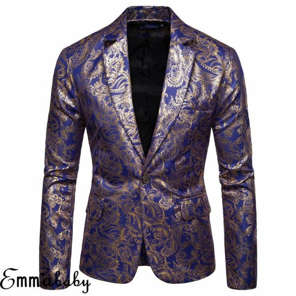 

new fashion mens suit sequins blazers floral formal coat jacket party casual outwear blue gold red, White;black