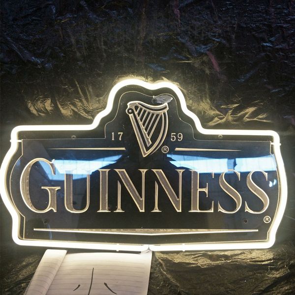 

гиннесс светодиодная неоновая вывеска пользовательские открытый бар клуб дисплей развлечения украшения стекло неоновая лампа свет металличес