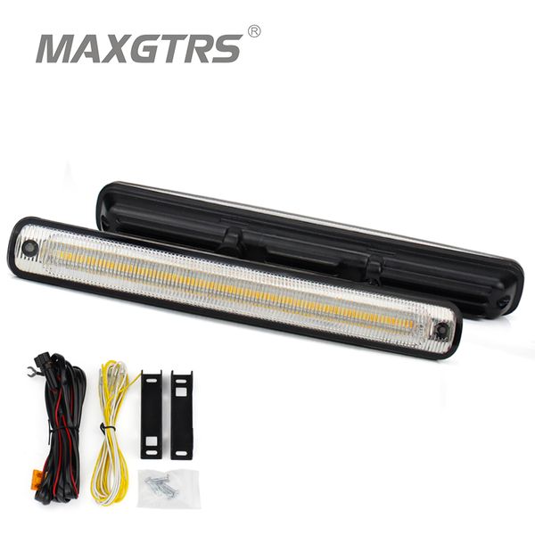 

maxgtrs 1set waterproof car high power 36smd 2835 led daytime running lights with amber turn signal dc12v xenon white drl