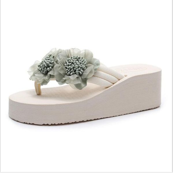 

new summer flip flops women flower platfrom slippers slides female wedges beach slippers women shoes summer shoes woman sy13, Black