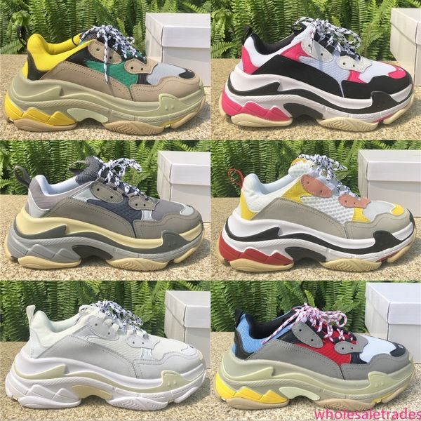 

designer triple s fashion platform men women old dad shoes black white lace up leather casual flat shoes luxury sneakers