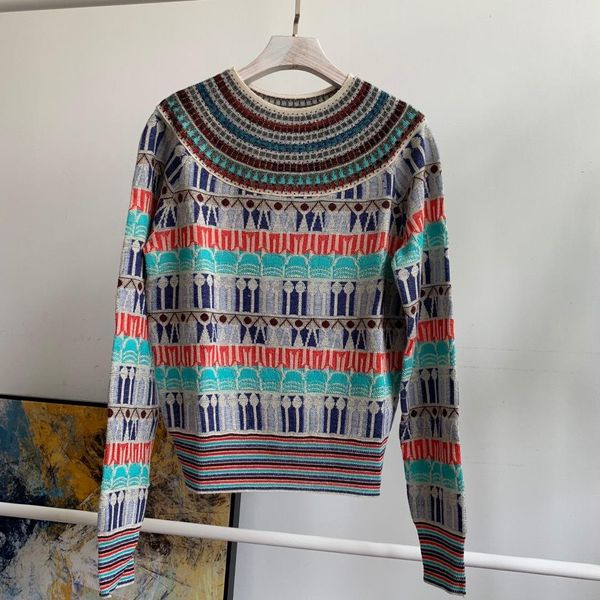 

2019 new ladies fashion long-sleeved casual color line gold sweater 0720, White;black