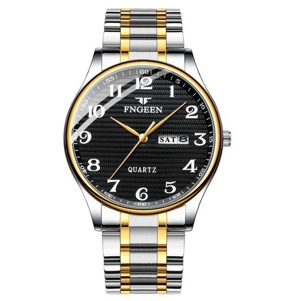 

new mens watches big digital quartz wristwatch for man watch steel watchband waterproof male clock date week display men watch, Slivery;brown