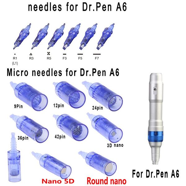 Substituição Micro Needle Cartucho para Auto DermaStamp recarregável Dr .Pen sem fio A6 Derma Pen Skin Care Anti Mancha Cicatriz Remoção