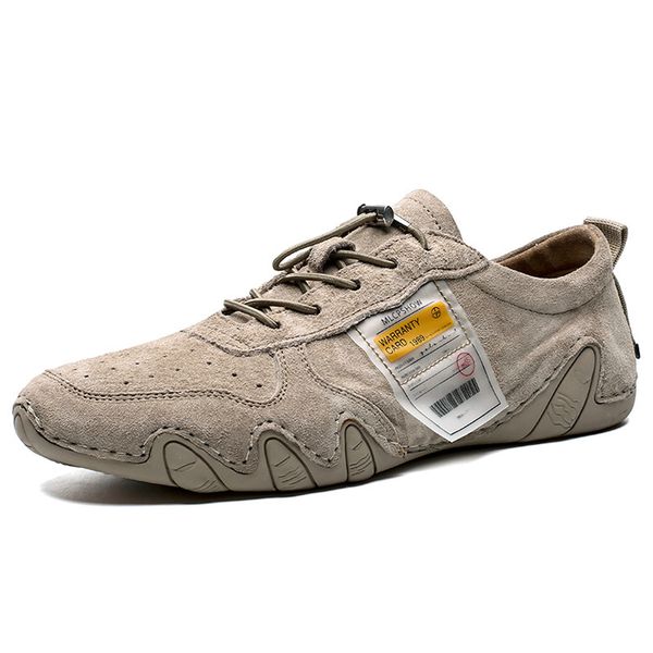 

plus size suede leather shoes men loafers ocs casual leather shoes soft driving men flats walking lace-up man footwear, Black