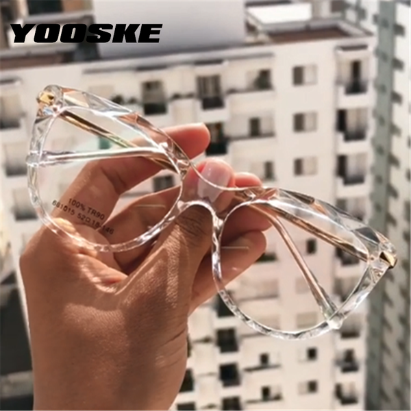 

yooske fashion cat eye glasses frames transparent eyeglasses for women frame trending style brand optical computer eyewear, Black