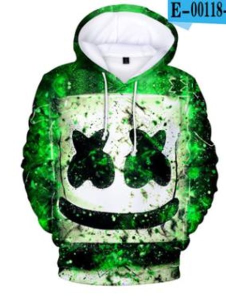 

marshmello 3d printed men cardigans teenager clothing hooded zipper harajuku sweatshirts pullovers, Black