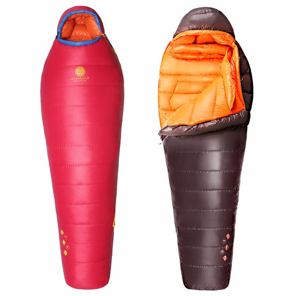 

highrock -15c~-10c winter red outdoor camping ultralight fp650 90/10 white duck down sleeping bag