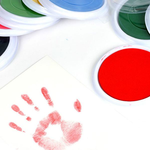 

4colors hand inkpad fingerprint baby handprint footprint baby care air drying soft clay imprint kit casting parent-child-20