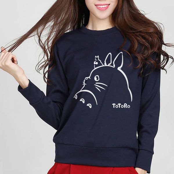 

горячих новых женщины толстовка толстовка totoro мультфильм печать весна зима женский толстовка kawaii lady толстовка tracksuit harajuku, Black