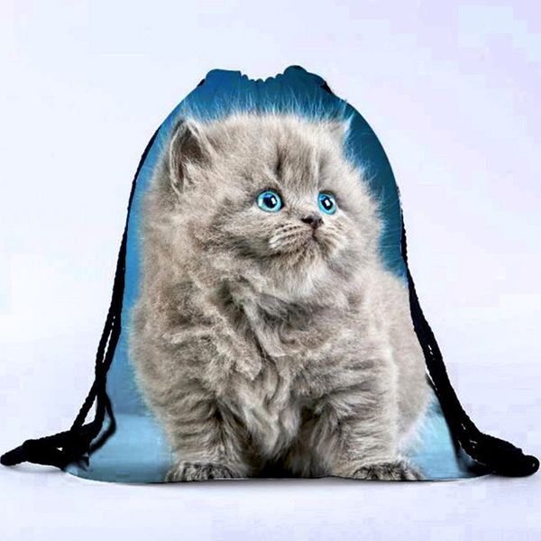 

cat drawstring backpack bag 3d printing drawstring pouch bag backpack worek plecak sznurek #y2