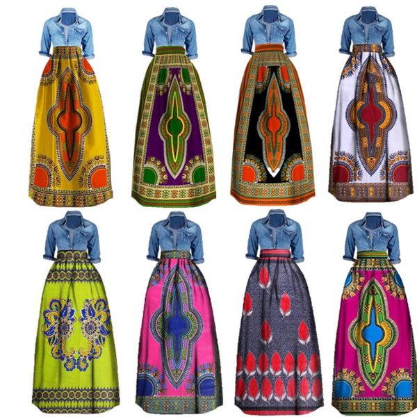 

20color african fashion women dashiki skirt 100%cotton high waist bazin riche traditional 2019 africa ladies clothes s-6xl, Red