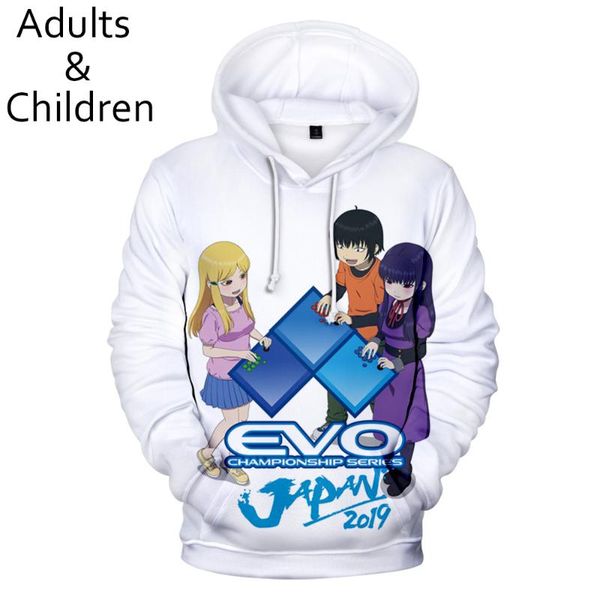 

high score girl 3d hoodies cartoon fashion harajuku hoodie men women hooded sweatshirts casual kids 3d high score girl pullovers, Black