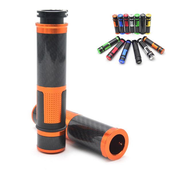 

universal motorcycle 22mm 7/8" carbon fiber handle bar hand grips bar ends for
