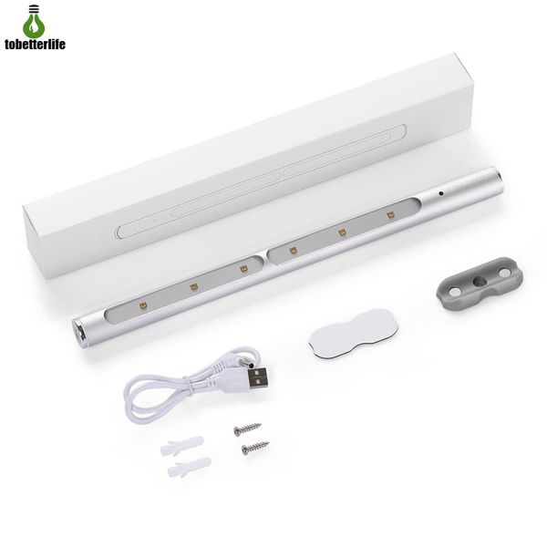 UV Light Gabinete 5V recarregável USB Closet Light Touch Sensor Roupeiro Garderobe Lamp 6pcs LED Night Light