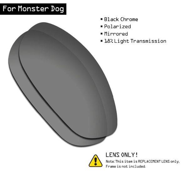 

smartvlt polarized sunglasses replacement lenses for monster dog - black chrome