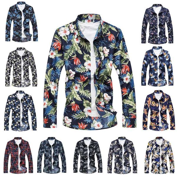 

slim fit рукавом цветочные рубашки мужская одежда trend повседневная цветок мужчины ретро дизайн повседневный розы цветы печати длинные рука, White;black