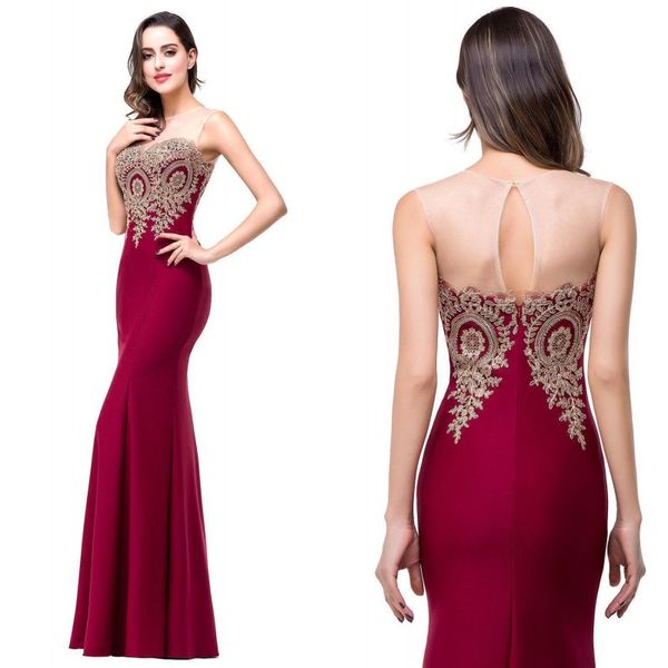 

robe de soirée красочное дешевый sexy русалка пром платье 2020 sheer jewel шея аппликация без рукавов длинных вечерних платьев cps262, Black
