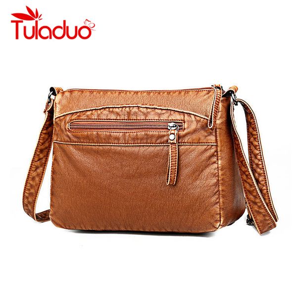 

women washed leather shoulder bags for ladies hand bags light crossbody retro bag simple female small over shoulder bag new