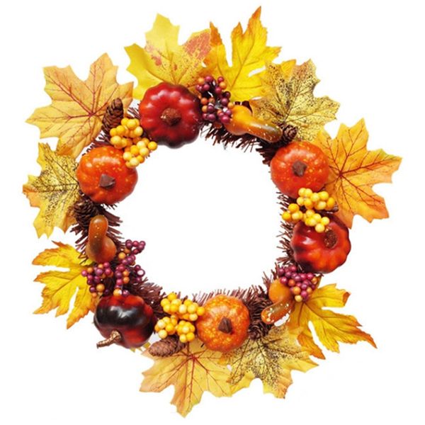 

artificial fall wreath pumpkin garland maples leaf home wall thanksgiving halloween decor 66cy