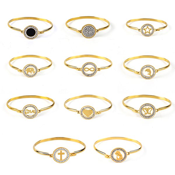 

bobigiulai brand gold stainless steel bracelets for women bangles everyday jewellery charm bracelet femme wedding gifts 11 style, Black