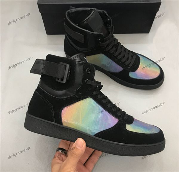 

2019 mens womens fashion casual designer shoes classic luxury sneaker lace-up pointed leather colorful sneakers dress walking flats shoes, Black