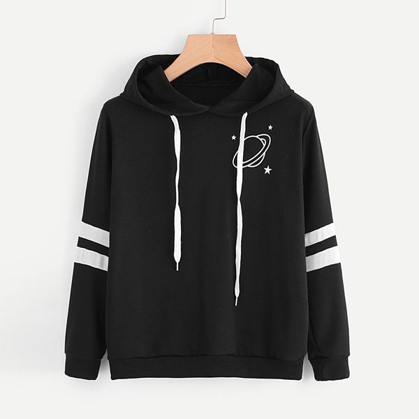 

2020 fashion women hoodies long sleeve sweatshirt printed hoodie causal blouse, Black