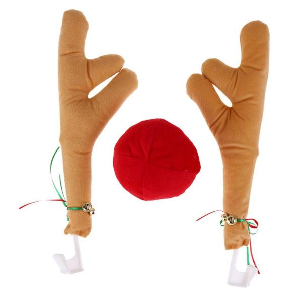 

3pcs/set christmas car truck costume decoration antlers red nose xmas set dropshipping