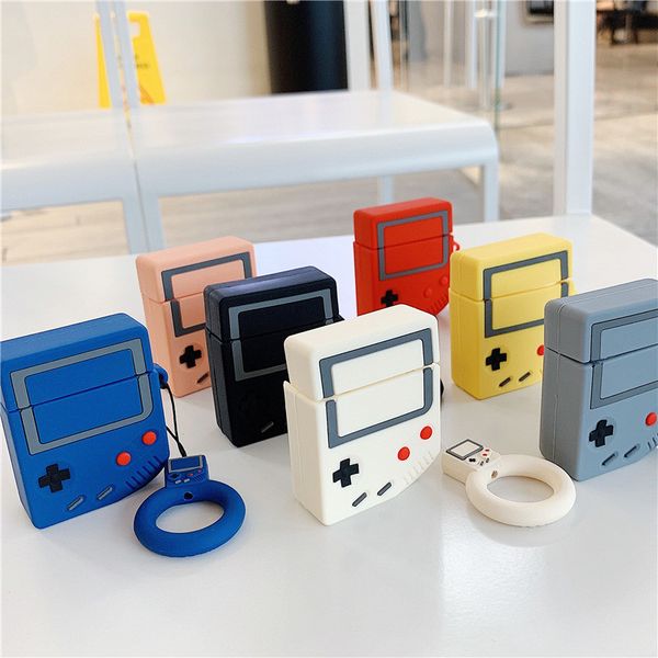 

silicone case for airpods 1 2 3d game machine modeling protective cover game player storage box for apple earphone with finger ring