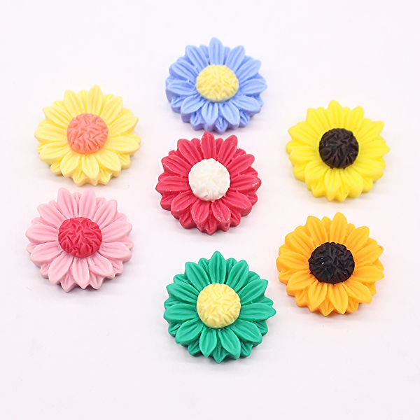 

10pcs 25mm daisy flower earring base findings resin cabochon bead flat back filler spacer ring settings diy jewelry making f233, Blue;slivery