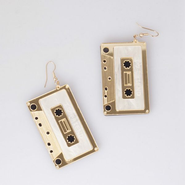 

2020 new japanese night club stereo tape earrings for women simple acrylic earrings clamp jewelry pendientes boucle d'oreille, Silver