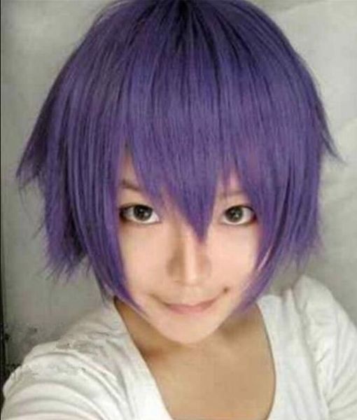 Wig New Style Purple Cosplay Wig Straight Short Hair Men