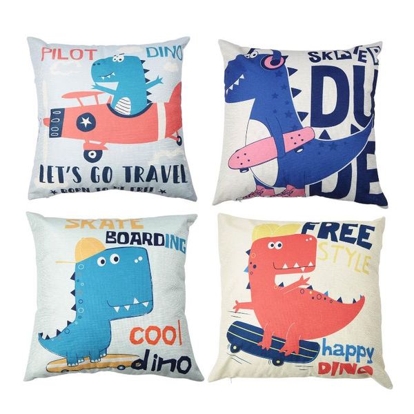 

1 пк 45 * 45см площадь наволочка мультфильм динозавр дети бросьте наволочку, декоративный хлопок белье подушка обложка 4 стиль