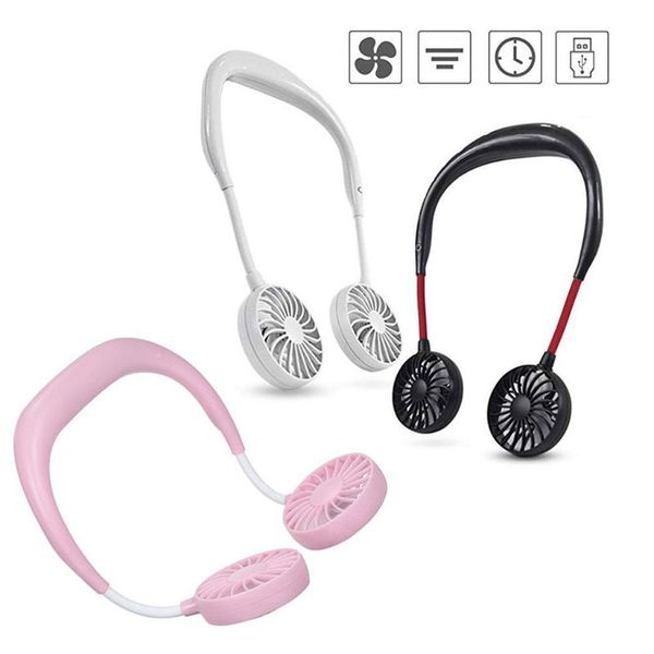 

hands-neck band hands-hanging usb rechargeable dual fan mini air cooler summer portable 2019 car cooling fannew dhl