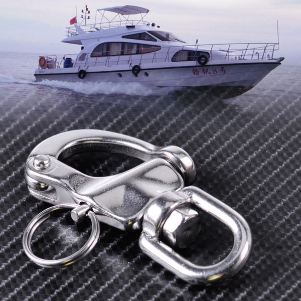 

dwcx 7 cm stainless steel heavy duty snap shackle d ring swivel bail fit for marine boat yacht sailing hardware