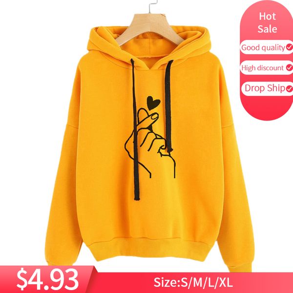 

sweatshirts 2019 print womens long sleeve hoody jumper pullover blouse women's sweatshirt poleron sudadera con capucha l711, Black