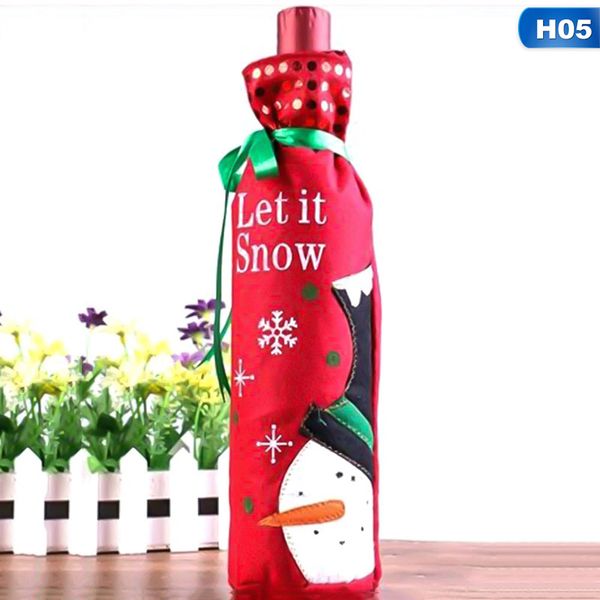 

новый рождество бутылки вина декор набор санта-клаус снеговика deer бутылка обложка одежды кухня декор для новогоднего xmas dinner партии