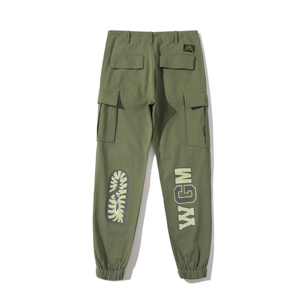 

classic tide brand casual pants men's designer jeans shark head tights overalls street hip hop pants fashion trend casual pants, Black